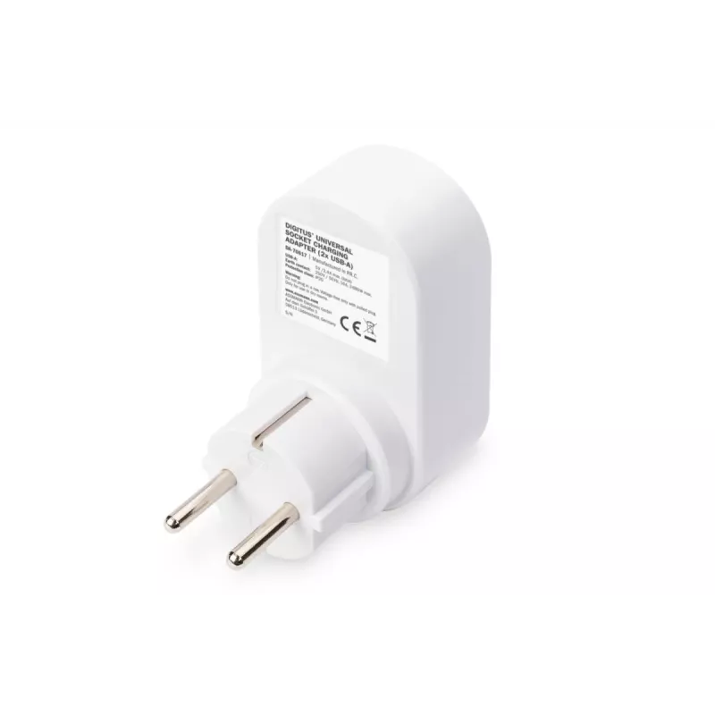 DIGITUS Netzteil mit 2 USB-Anschlüssen 250V, 50 Hz, USB: 5V, 2,1A, weiß / grau