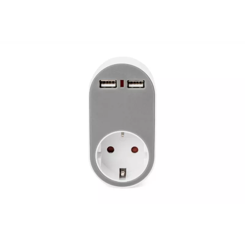 DIGITUS Netzteil mit 2 USB-Anschlüssen 250V, 50 Hz, USB: 5V, 2,1A, weiß / grau