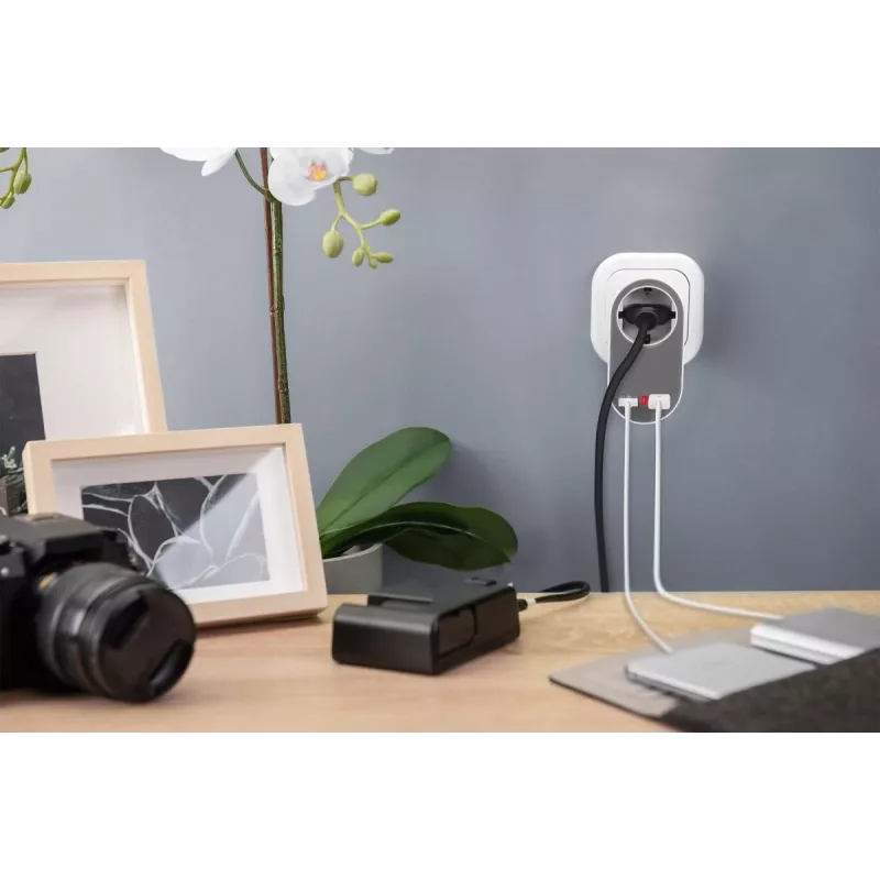 DIGITUS Netzteil mit 2 USB-Anschlüssen 250V, 50 Hz, USB: 5V, 2,1A, weiß / grau