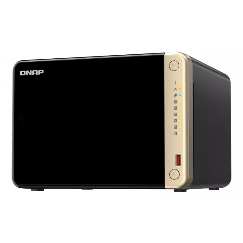 QNAP TS-664 NAS Tower Intel® Celeron® N5095 8 GB DDR4 0 TB QNAP QTS Schwarz, Bronze