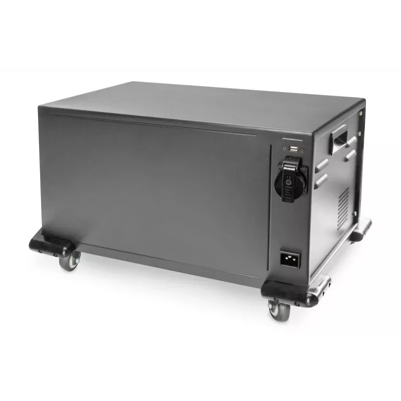 DIGITUS Ladeschrank, 16 Ladefächer, 35,6 cm (14 Zoll), schwarz 384 x 550 x 375 mm, elektr. Schloss, inkl. USB, Lüfter