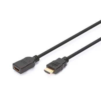 DIGITUS HDMI High Speed Verlängerungskabel, Typ A M/F, 3 m mit Ethernet, Ultra HD 24p, gold schwarz