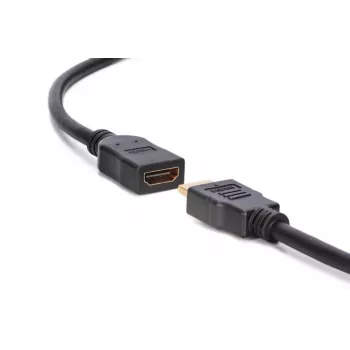 DIGITUS HDMI High Speed Verlängerungskabel, Typ A M/F, 3 m mit Ethernet, Ultra HD 24p, gold schwarz