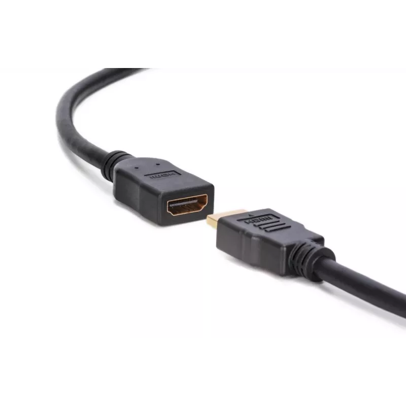 DIGITUS HDMI High Speed Verlängerungskabel, Typ A M/F, 3 m mit Ethernet, Ultra HD 24p, gold schwarz