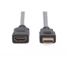 DIGITUS HDMI High Speed Verlängerungskabel, Typ A M/F, 3 m mit Ethernet, Ultra HD 24p, gold schwarz