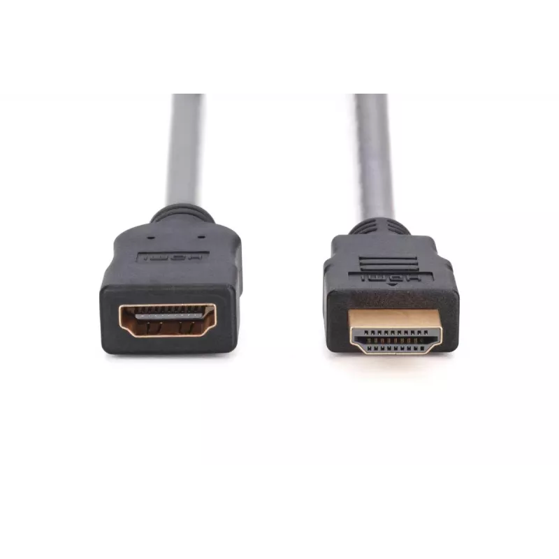 DIGITUS HDMI High Speed Verlängerungskabel, Typ A M/F, 3 m mit Ethernet, Ultra HD 24p, gold schwarz