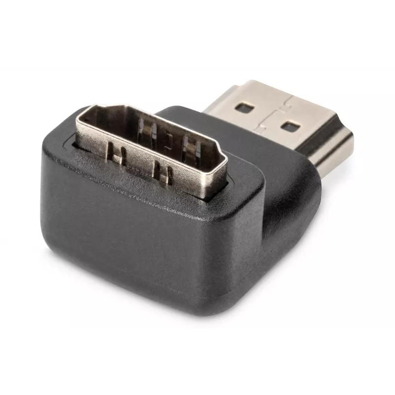 DIGITUS HDMI-Adapter, Typ A, 90° abgewinkelt M/F, Ultra HD 60p, schwarz gold