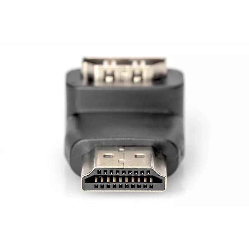 DIGITUS HDMI-Adapter, Typ A, 90° abgewinkelt M/F, Ultra HD 60p, schwarz gold