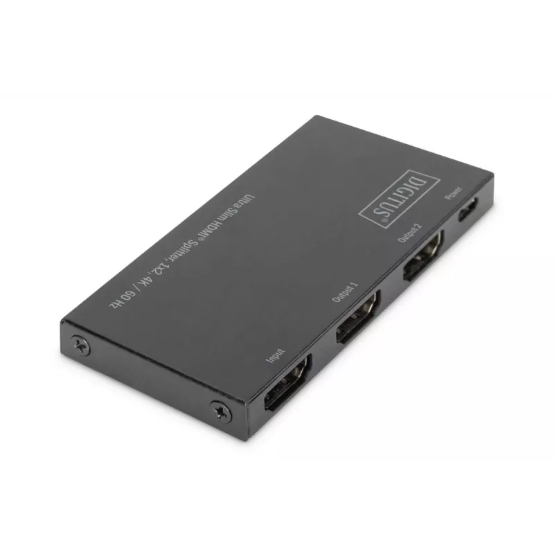 DIGITUS Ultra schlank HDMI Splitter, 1x2, 4K/60Hz HDR, HDCP 2.2, 18 Gbps, Micro-USB-Stromversorgung
