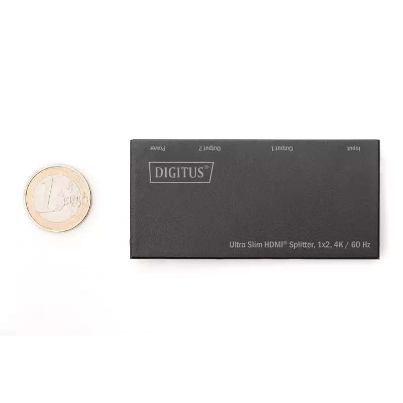 DIGITUS Ultra schlank HDMI Splitter, 1x2, 4K/60Hz HDR, HDCP 2.2, 18 Gbps, Micro-USB-Stromversorgung