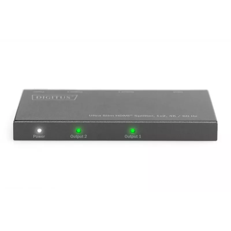 DIGITUS Ultra schlank HDMI Splitter, 1x2, 4K/60Hz HDR, HDCP 2.2, 18 Gbps, Micro-USB-Stromversorgung