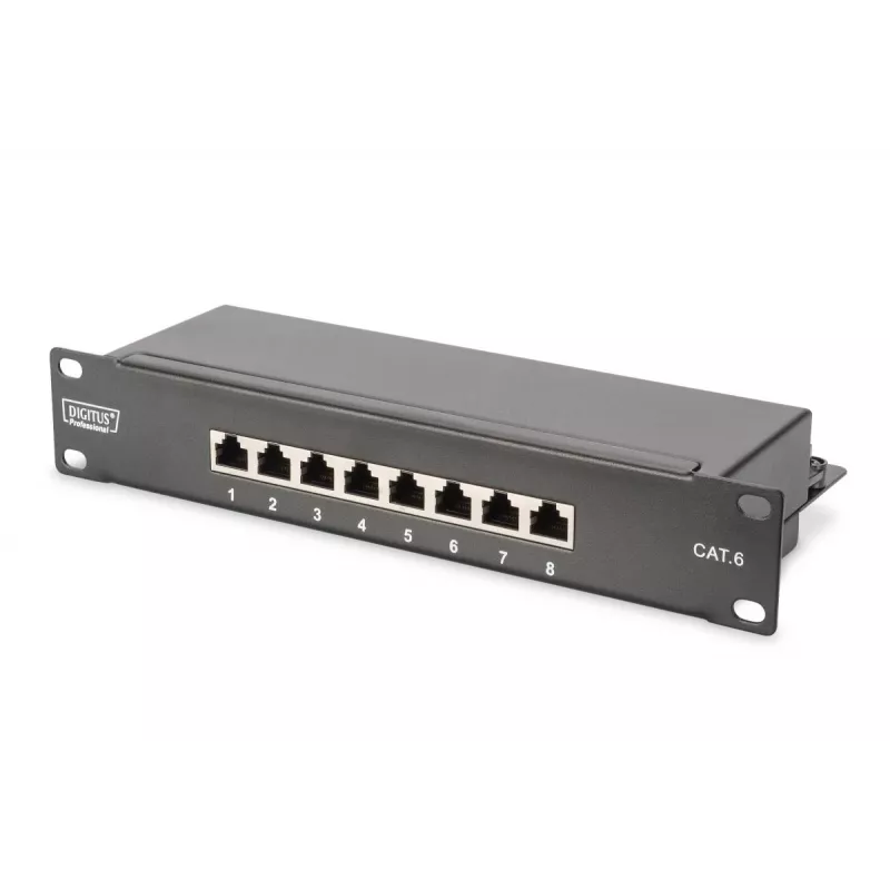 DIGITUS 10in Netzwerk-Bundle – 6U Schrank, graues Regal, PDU, 8-Port Switch, CAT6 Patchpanel
