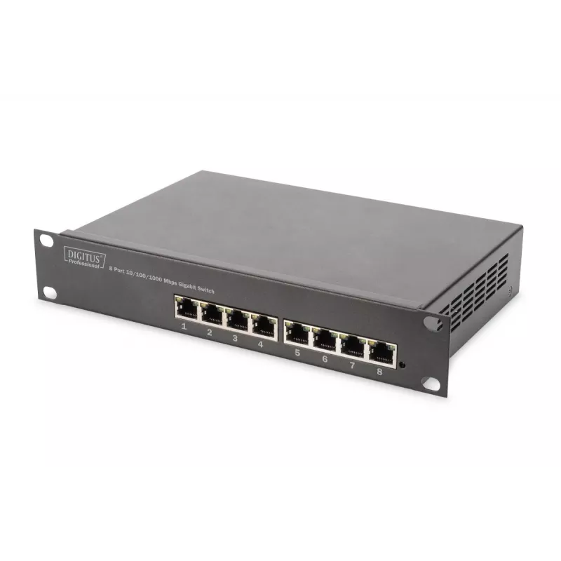 DIGITUS 10in Netzwerk-Bundle – 6U Schrank, graues Regal, PDU, 8-Port Switch, CAT6 Patchpanel