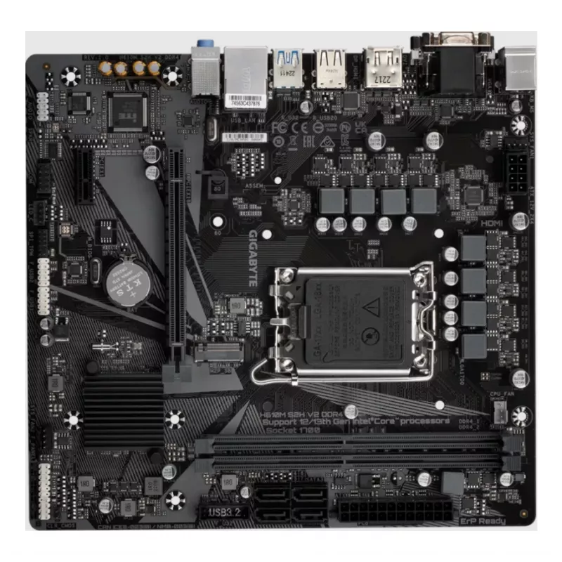 GIGABYTE H610M S2H V2 DDR4 Motherboard - Unterstützt Intel Core 14. Generation CPUs, 6+1+1 Hybrid-Phasen Digital VRM, bis zu 3200MHz DDR4 (OC), 1xPCIe 3.0 M.2, GbE LAN, USB 3.2 Gen 1