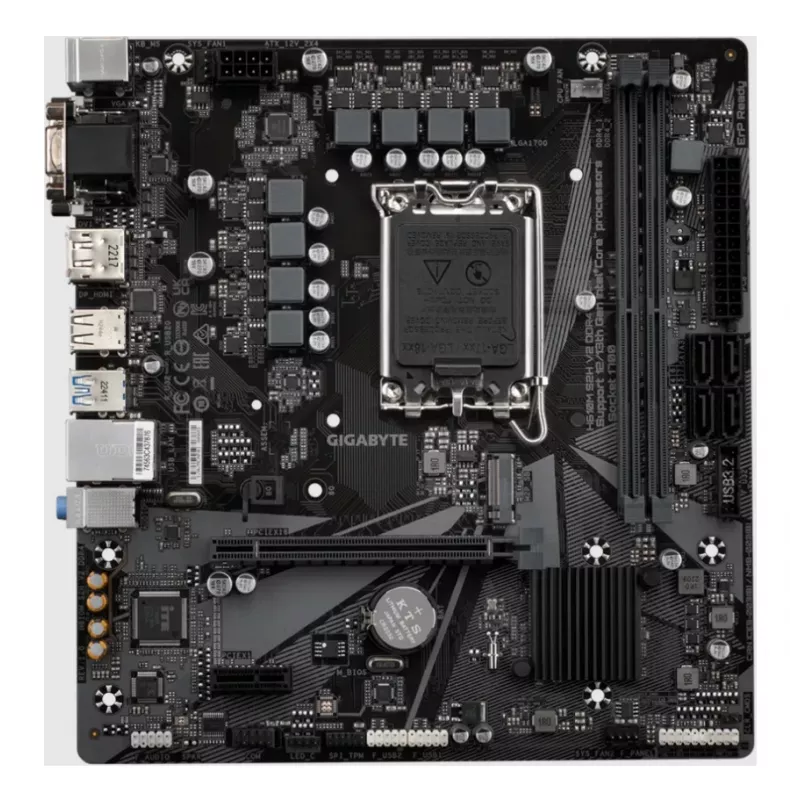 GIGABYTE H610M S2H V2 DDR4 Motherboard - Unterstützt Intel Core 14. Generation CPUs, 6+1+1 Hybrid-Phasen Digital VRM, bis zu 3200MHz DDR4 (OC), 1xPCIe 3.0 M.2, GbE LAN, USB 3.2 Gen 1