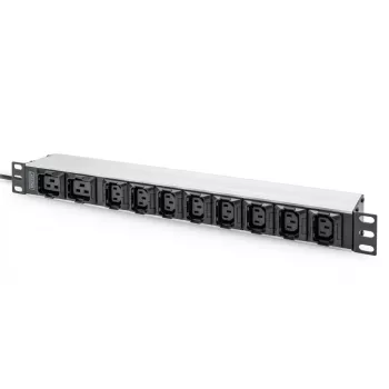 DIGITUS 1U Aluminium-PDU rackeinbaubar 8x C13 2x C19 16A 230VAC 50/60Hz IEC C20 Stecker