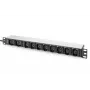 DIGITUS 1U Aluminium-PDU rackeinbaubar 8x C13 2x C19 16A 230VAC 50/60Hz IEC C20 Stecker