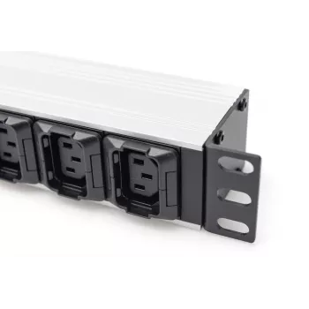 DIGITUS 1U Aluminium-PDU rackeinbaubar 8x C13 2x C19 16A 230VAC 50/60Hz IEC C20 Stecker