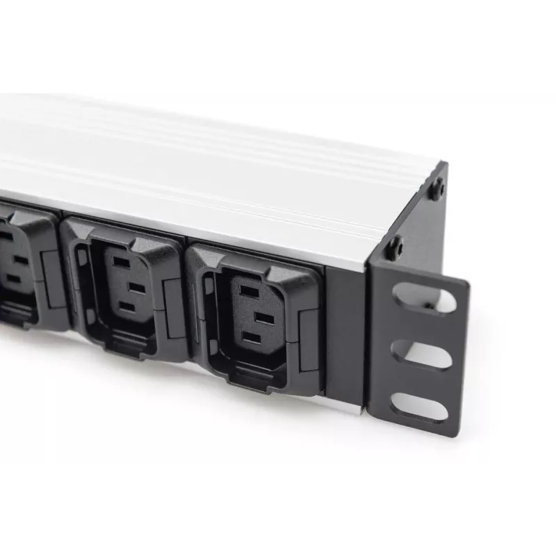 DIGITUS 1U Aluminium-PDU rackeinbaubar 8x C13 2x C19 16A 230VAC 50/60Hz IEC C20 Stecker