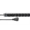 DIGITUS 1U Aluminium-PDU rackeinbaubar 8x C13 2x C19 16A 230VAC 50/60Hz IEC C20 Stecker