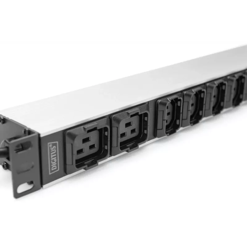 DIGITUS 1U Aluminium-PDU rackeinbaubar 8x C13 2x C19 16A 230VAC 50/60Hz IEC C20 Stecker