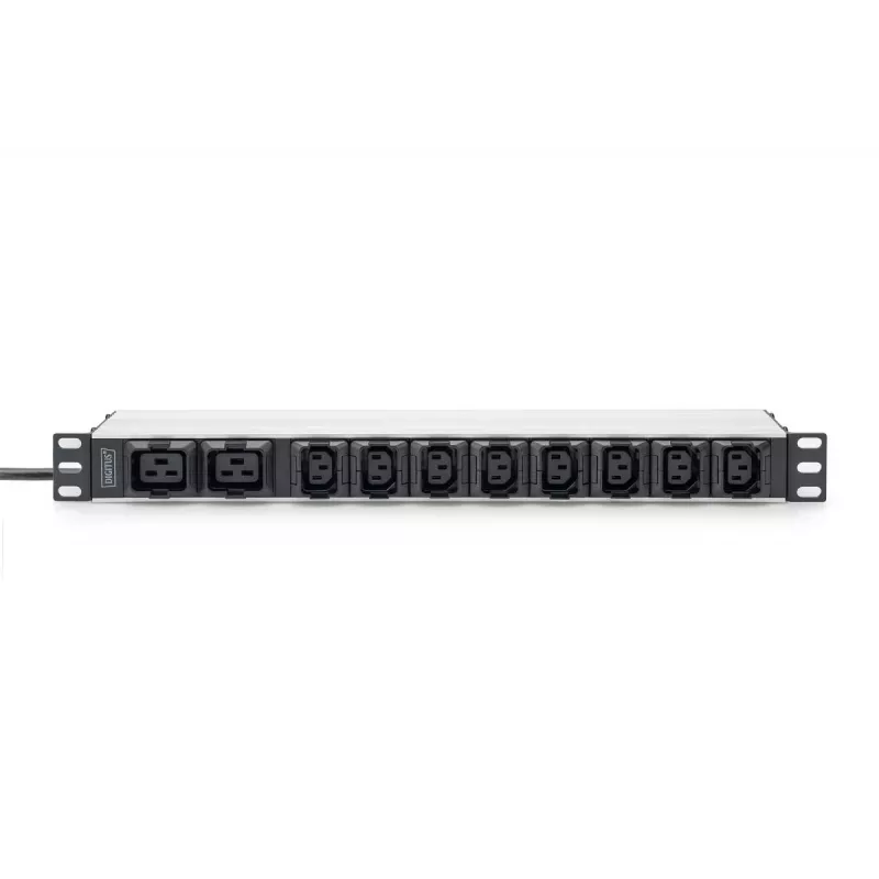 DIGITUS 1U Aluminium-PDU rackeinbaubar 8x C13 2x C19 16A 230VAC 50/60Hz IEC C20 Stecker