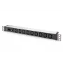 DIGITUS 1U Aluminium PDU rackmontierbar 9x C13 10A 230VAC 50/60Hz IEC C14 Eingang 10A Sicherung