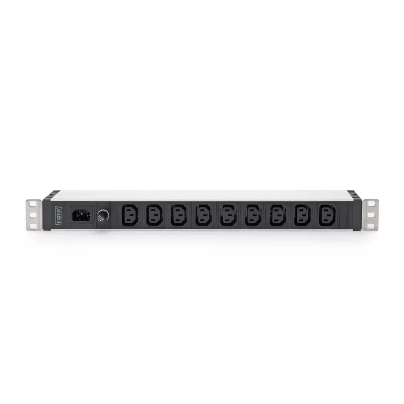 DIGITUS 1U Aluminium PDU rackmontierbar 9x C13 10A 230VAC 50/60Hz IEC C14 Eingang 10A Sicherung