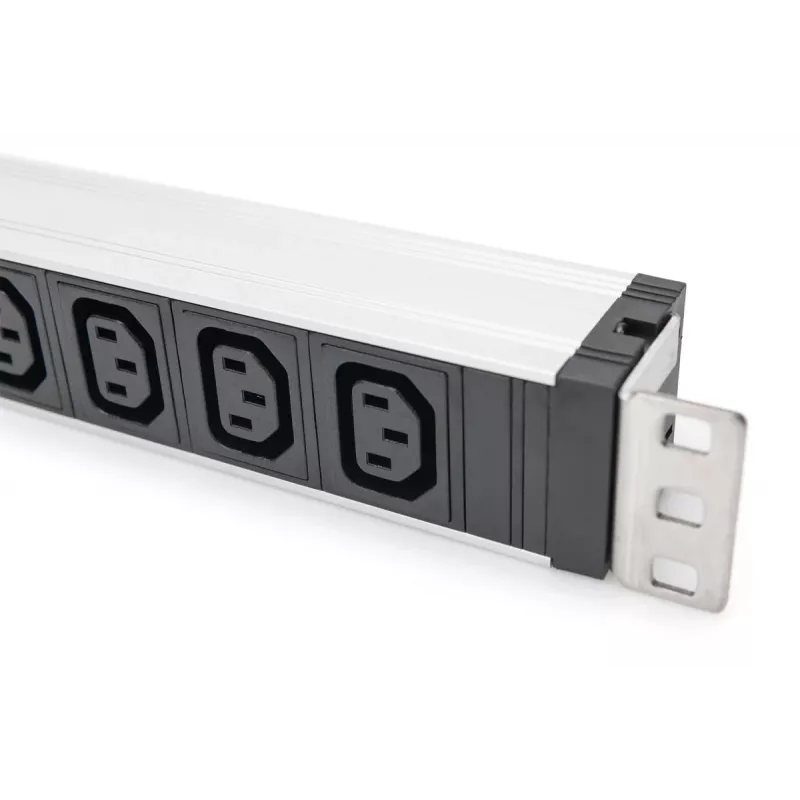 DIGITUS 1U Aluminium PDU rackmontierbar 9x C13 10A 230VAC 50/60Hz IEC C14 Eingang 10A Sicherung