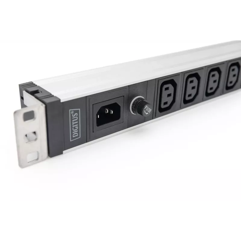 DIGITUS 1U Aluminium PDU rackmontierbar 9x C13 10A 230VAC 50/60Hz IEC C14 Eingang 10A Sicherung