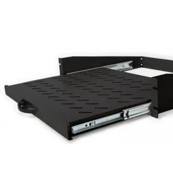 DIGITUS 2U ausziehbare Ablage für Schränke ab 450 mm Tiefe 88x483x352 mm, bis 30 kg, schwarz (RAL 9005)