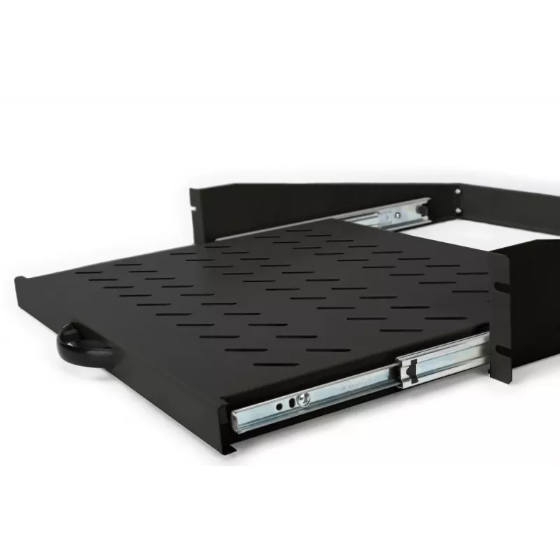 DIGITUS 2U ausziehbare Ablage für Schränke ab 450 mm Tiefe 88x483x352 mm, bis 30 kg, schwarz (RAL 9005)