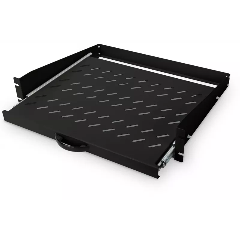 DIGITUS 2U ausziehbare Ablage für Schränke ab 450 mm Tiefe 88x483x352 mm, bis 30 kg, schwarz (RAL 9005)