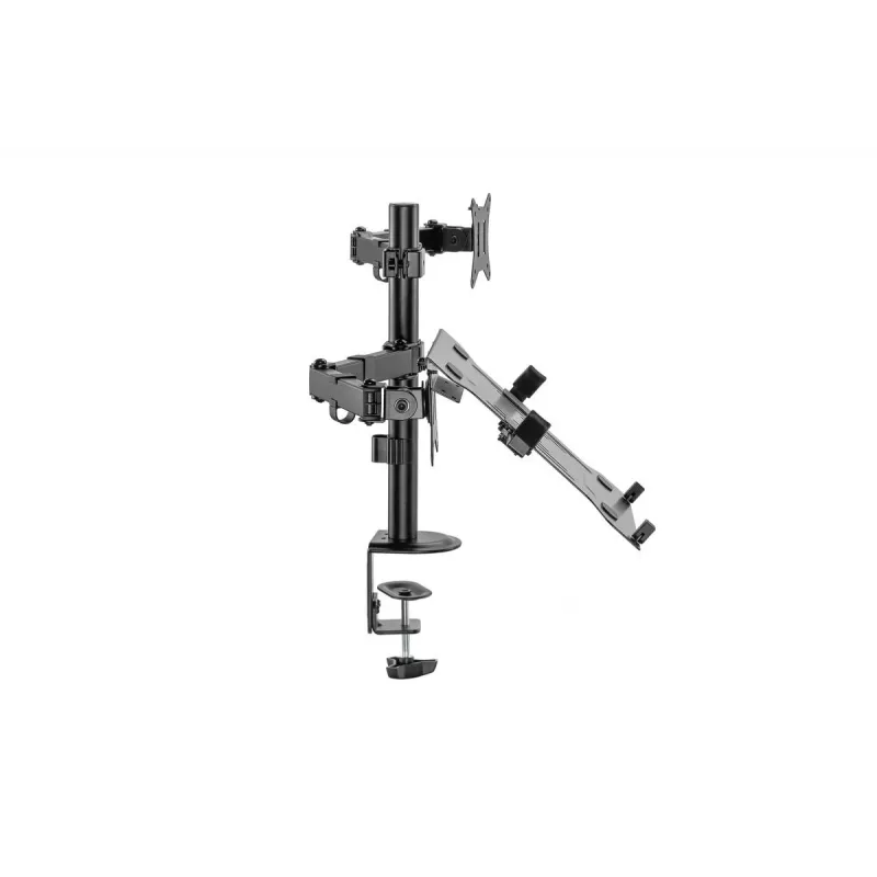 DIGITUS Monitorarm mit Notebook-Halterung 17-32 Zoll, 9 kg max. – Tischklemme oder Tülldurchführung