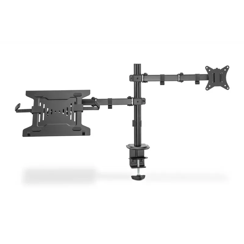 DIGITUS Monitorarm mit Notebook-Halterung 17-32 Zoll, 9 kg max. – Tischklemme oder Tülldurchführung
