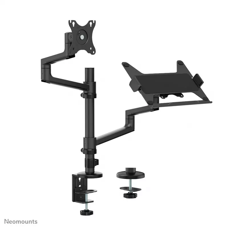 Neomounts DS20-425BL2 Monitorarm mit Laptop-Halterung 17-27 Zoll – platzsparend
