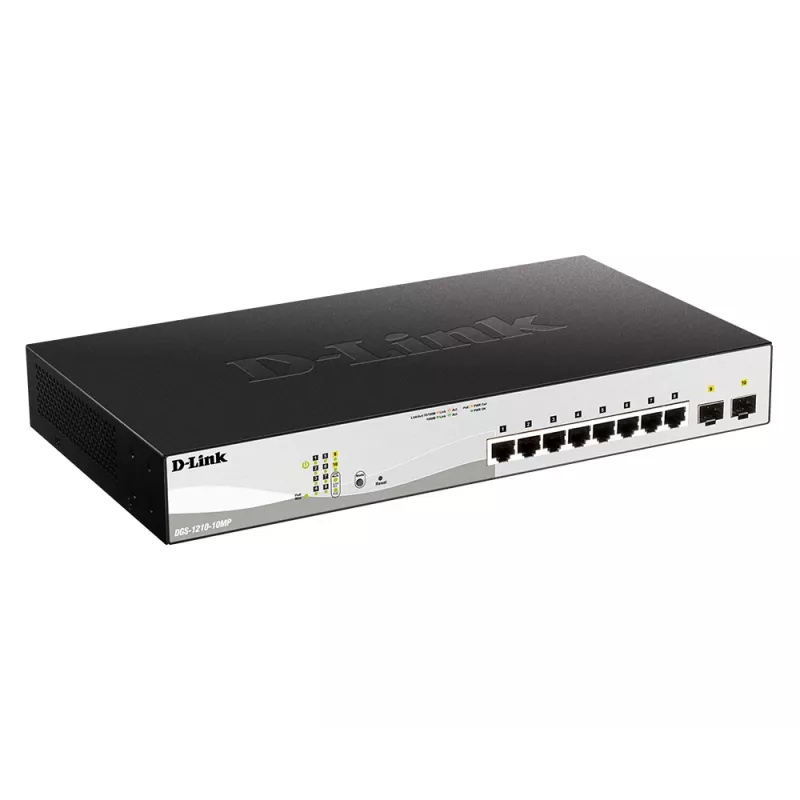 D-Link DGS-1210-10MP Managed L2 Gigabit Ethernet (10/100/1000) Power over Ethernet (PoE) Schwarz, Grau