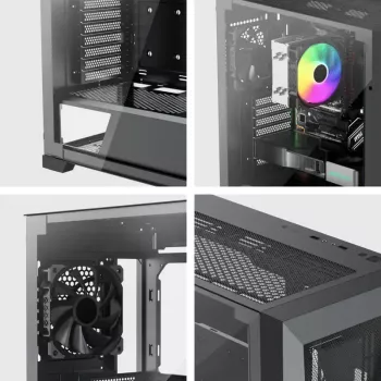 PC-Miditower-Gehäuse XILENCE XG151 – schwarz, unterstützt ATX/Micro-ATX/Mini-ITX, unteres Netzteil, 2x 3,5 Zoll + 4x 2,5 Zoll Einschübe