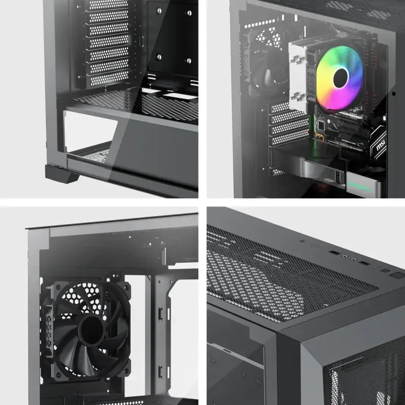 PC-Miditower-Gehäuse XILENCE XG151 – schwarz, unterstützt ATX/Micro-ATX/Mini-ITX, unteres Netzteil, 2x 3,5 Zoll + 4x 2,5 Zoll Einschübe