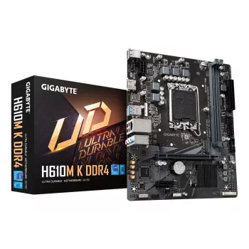 GIGABYTE H610M K DDR4 Motherboard - unterstützt Intel Core 14. Gen. CPUs, 3+1+1 Phasen Hybrides Leistungsdesign, bis zu 3200 MHz DDR4, 1x PCIe 3.0 M.2, GbE LAN, USB 3.2 Gen 1
