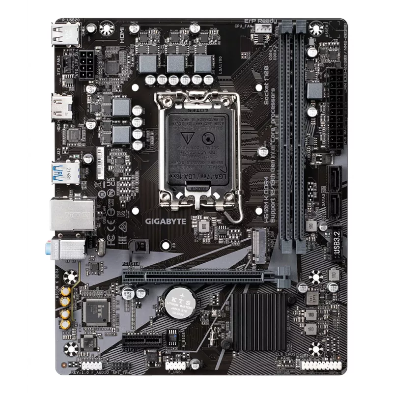 GIGABYTE H610M K DDR4 Motherboard - unterstützt Intel Core 14. Gen. CPUs, 3+1+1 Phasen Hybrides Leistungsdesign, bis zu 3200 MHz DDR4, 1x PCIe 3.0 M.2, GbE LAN, USB 3.2 Gen 1