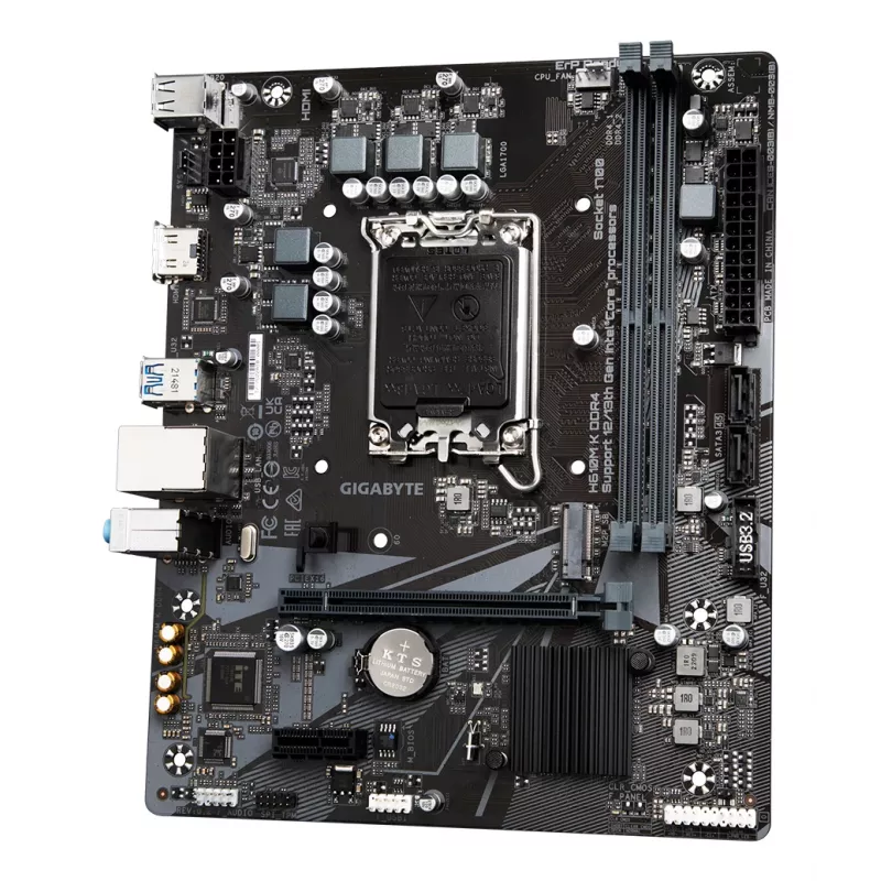GIGABYTE H610M K DDR4 Motherboard - unterstützt Intel Core 14. Gen. CPUs, 3+1+1 Phasen Hybrides Leistungsdesign, bis zu 3200 MHz DDR4, 1x PCIe 3.0 M.2, GbE LAN, USB 3.2 Gen 1
