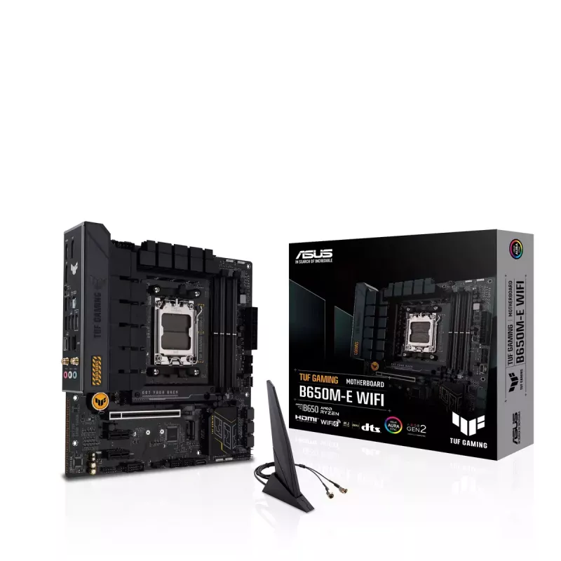 Motherboard ASUS TUF GAMING B650M‑E WIFI, AMD B650, Sockel AM5, micro ATX, DDR5, 4x DIMM, 128 GB, Wi‑Fi 6, Bluetooth 5.2