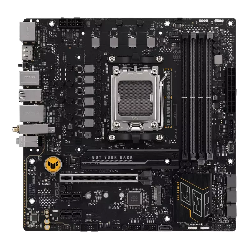 Motherboard ASUS TUF GAMING B650M‑E WIFI, AMD B650, Sockel AM5, micro ATX, DDR5, 4x DIMM, 128 GB, Wi‑Fi 6, Bluetooth 5.2