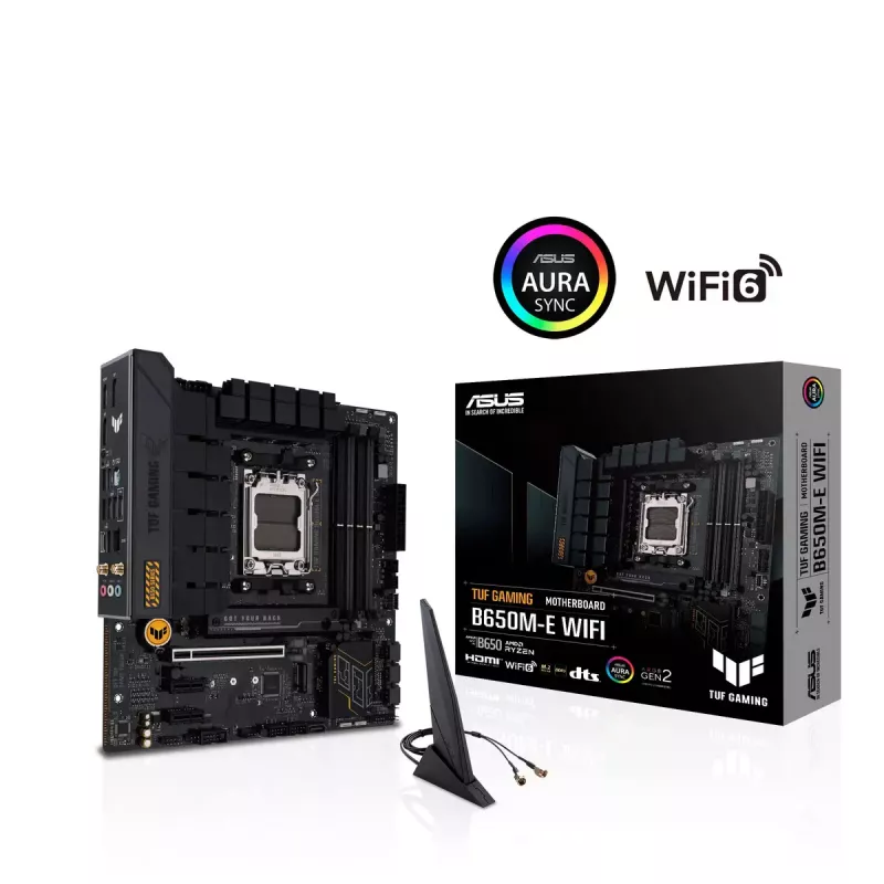 Motherboard ASUS TUF GAMING B650M‑E WIFI, AMD B650, Sockel AM5, micro ATX, DDR5, 4x DIMM, 128 GB, Wi‑Fi 6, Bluetooth 5.2