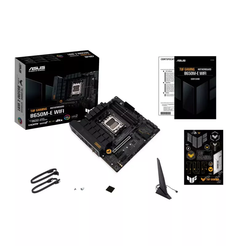 Motherboard ASUS TUF GAMING B650M‑E WIFI, AMD B650, Sockel AM5, micro ATX, DDR5, 4x DIMM, 128 GB, Wi‑Fi 6, Bluetooth 5.2
