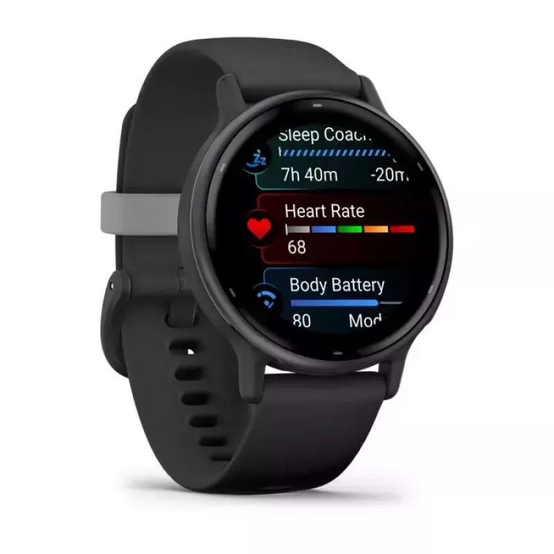 Smartwatch GARMIN Vivoactive 5 Schwarz — 42-mm-Gehäuse, AMOLED 1,2 Zoll, GPS/GLONASS/Galileo, 5 ATM, optischer HF, SpO2, 11 Tage Akkulaufzeit