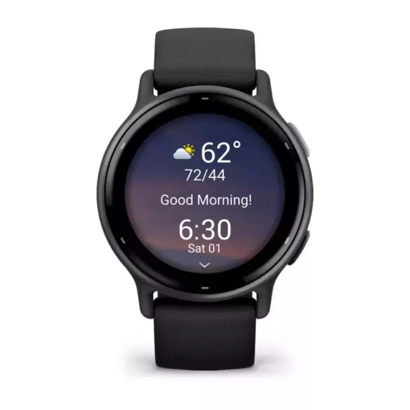 Smartwatch GARMIN Vivoactive 5 Schwarz — 42-mm-Gehäuse, AMOLED 1,2 Zoll, GPS/GLONASS/Galileo, 5 ATM, optischer HF, SpO2, 11 Tage Akkulaufzeit