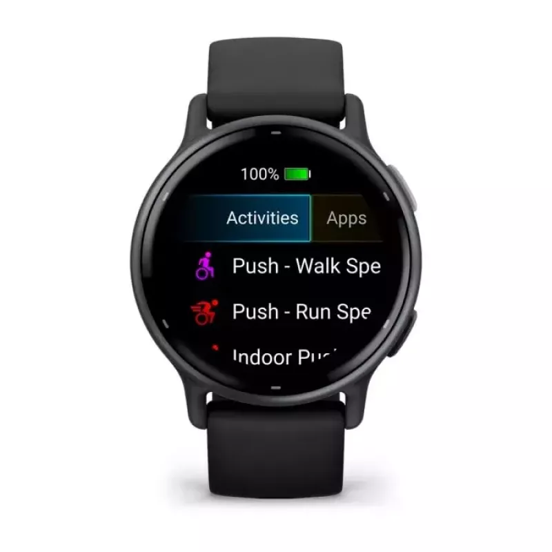 Smartwatch GARMIN Vivoactive 5 Schwarz — 42-mm-Gehäuse, AMOLED 1,2 Zoll, GPS/GLONASS/Galileo, 5 ATM, optischer HF, SpO2, 11 Tage Akkulaufzeit
