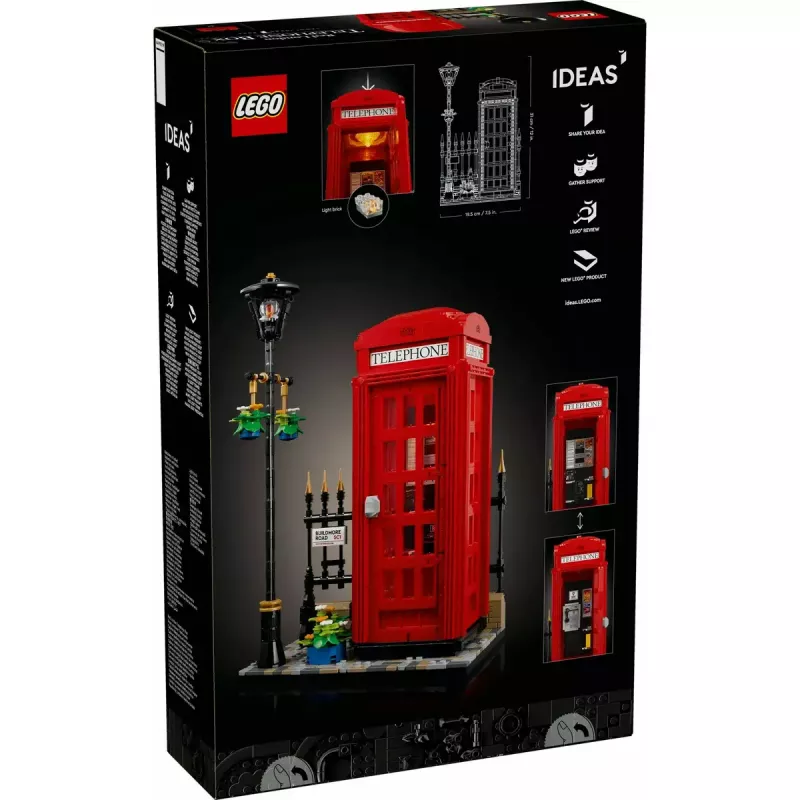 Bauset LEGO Rote Londoner Telefonzelle 21347 – modulares Sammelset, 1460 Teile, 18+